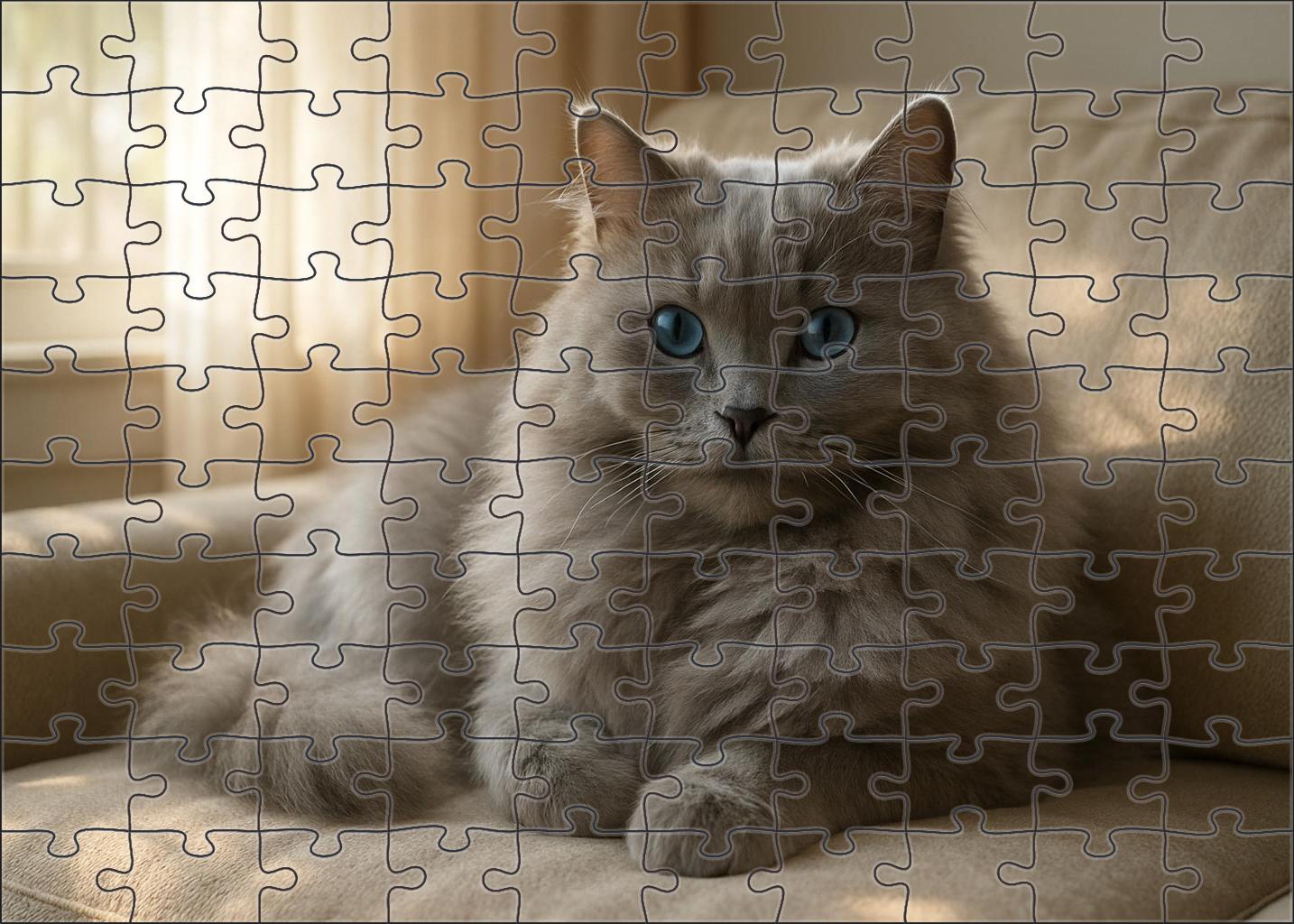 Pearl Mist Gentle Blue-gray Longhair With Soft Gaze 20 Piece Puzzle