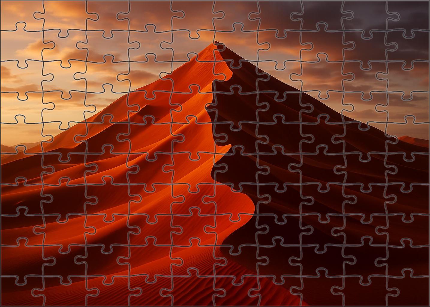 Crimson Crest Ridge Fiery Sands Basking In Sunset's Embrace Premium Puzzle Pieces