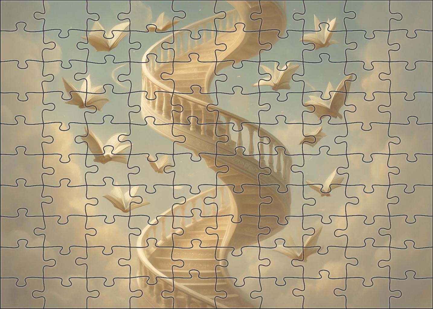 The Infinite Spiral Library Endless Stairs Among Cloud Realms Unique Puzzle Design