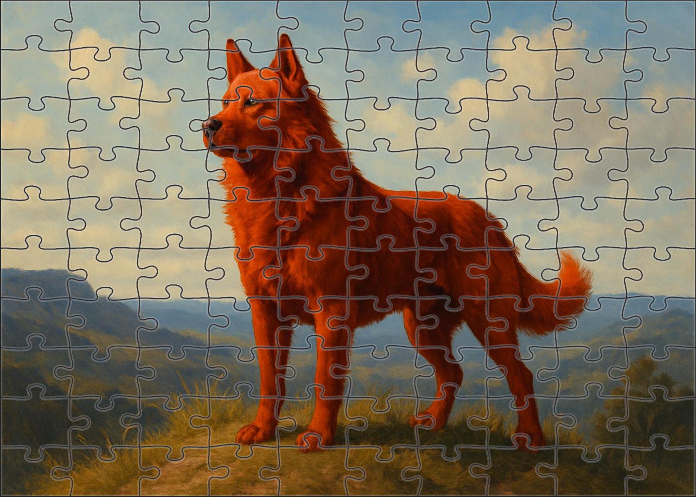 Copper Ember Vibrant Red-coated Working Dog With Keen Alertness Puzzle For Kids