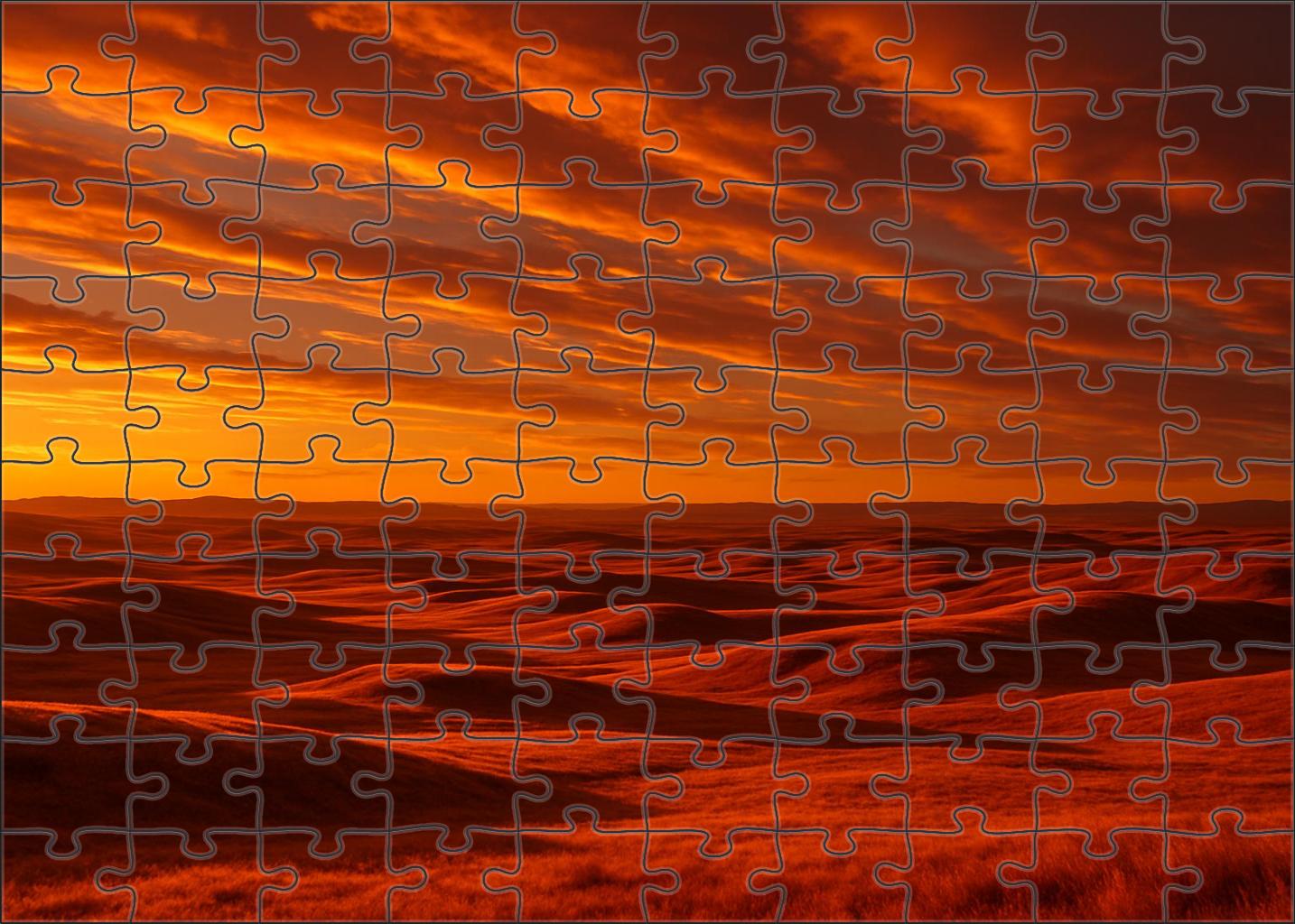 Amber Radiance Over Rolling Plains Mini Puzzle