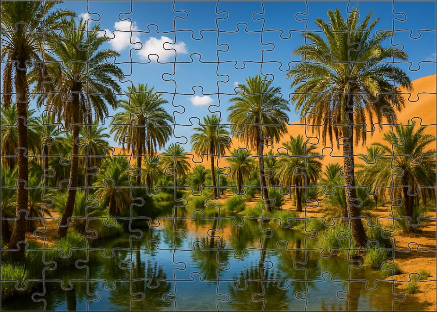 Emerald Oasis Refuge Lush Haven In Golden Sands Premium Puzzle Pieces