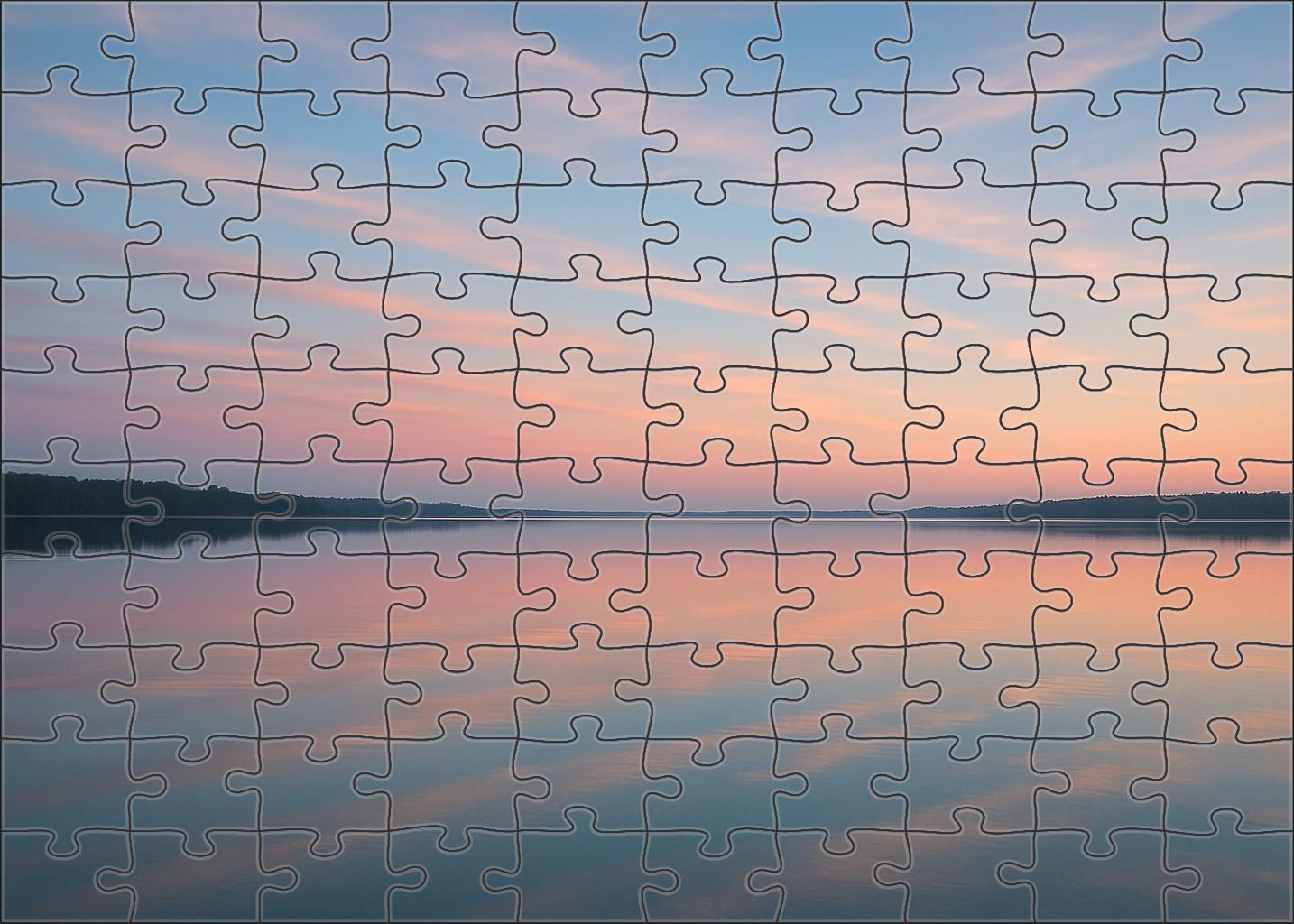 Pastel Horizon Over Serene Lake Premium Puzzle Pieces