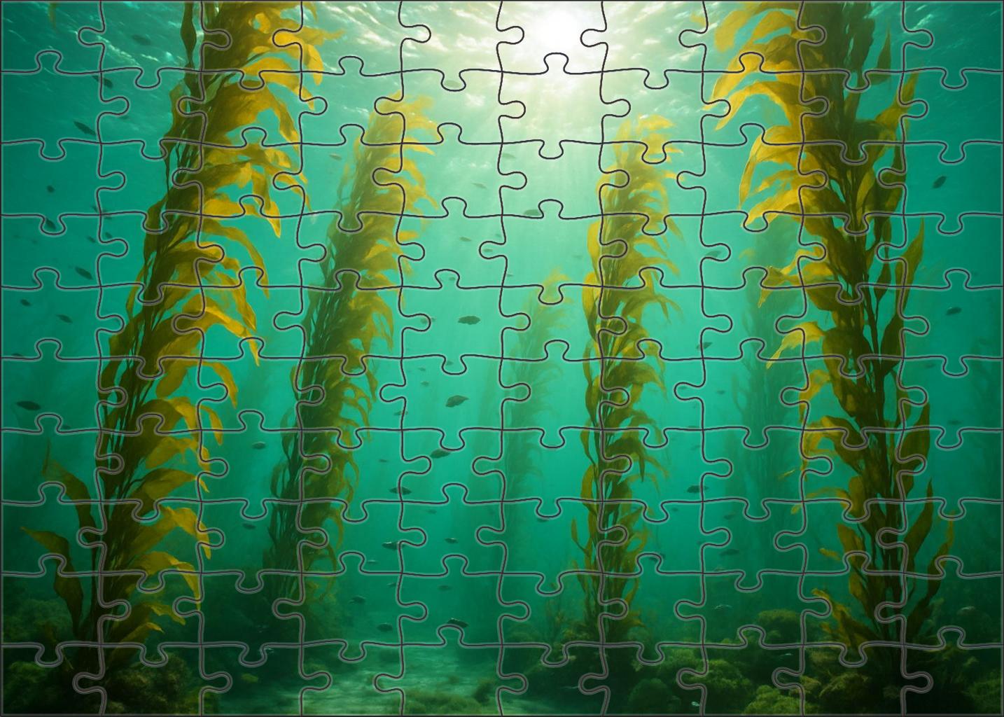 Towering Kelp Canopy Forest Of Swaying Golden Fronds In Shallow Currents Challenging Puzzles
