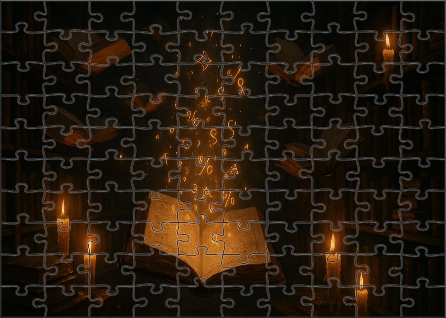 The Candlelit Library Of Floating Books Custom Jigsaw Puzzle