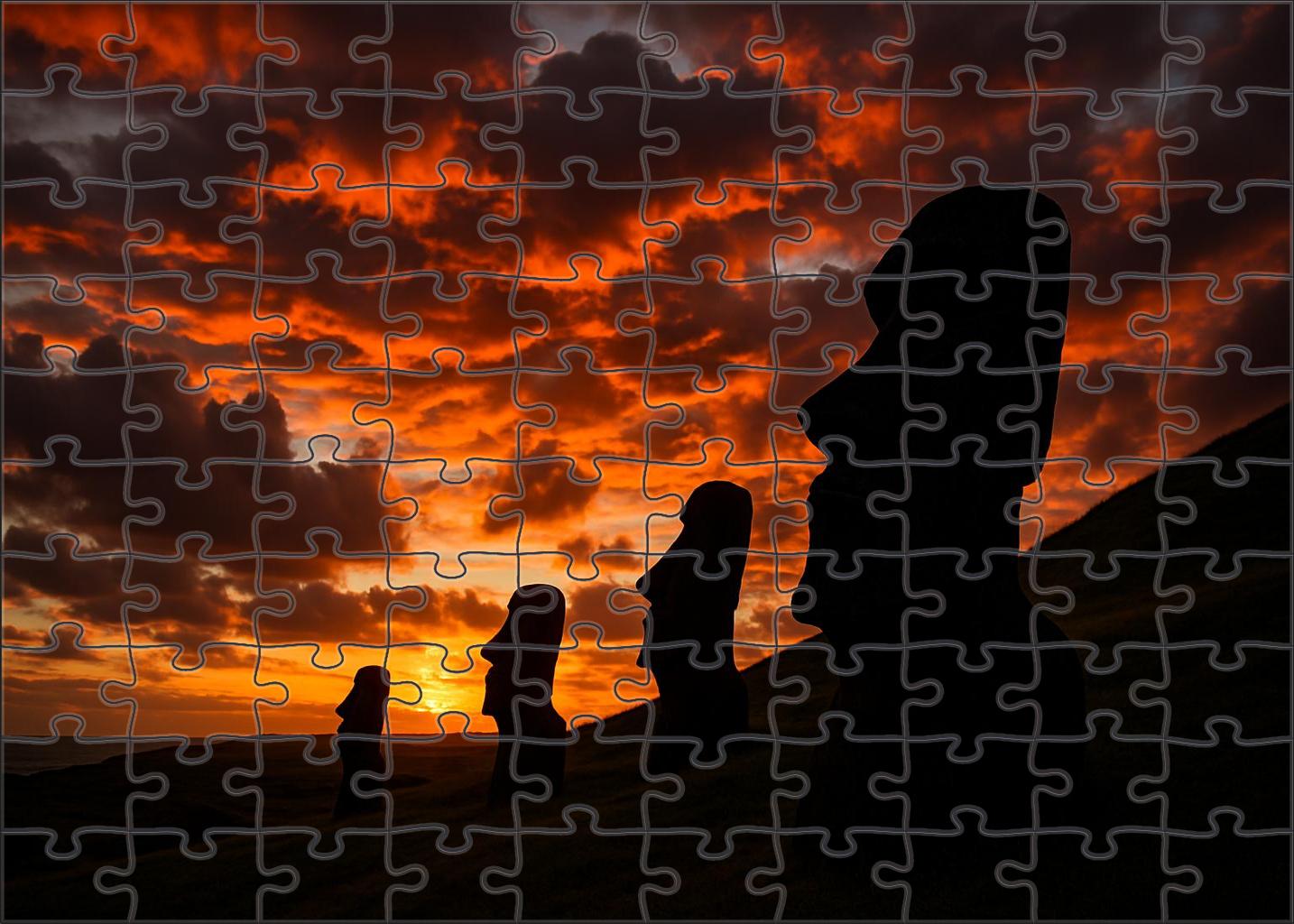 Moai Statues Of Easter Island Chile Identified By 6890 As Enigmatic Monolithic Sculptures Custom Jigsaw Puzzle