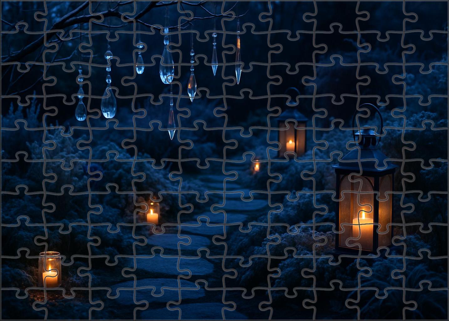Twilight Frost Garden Crystal Ornaments And Soft Candlelight Puzzle Fun