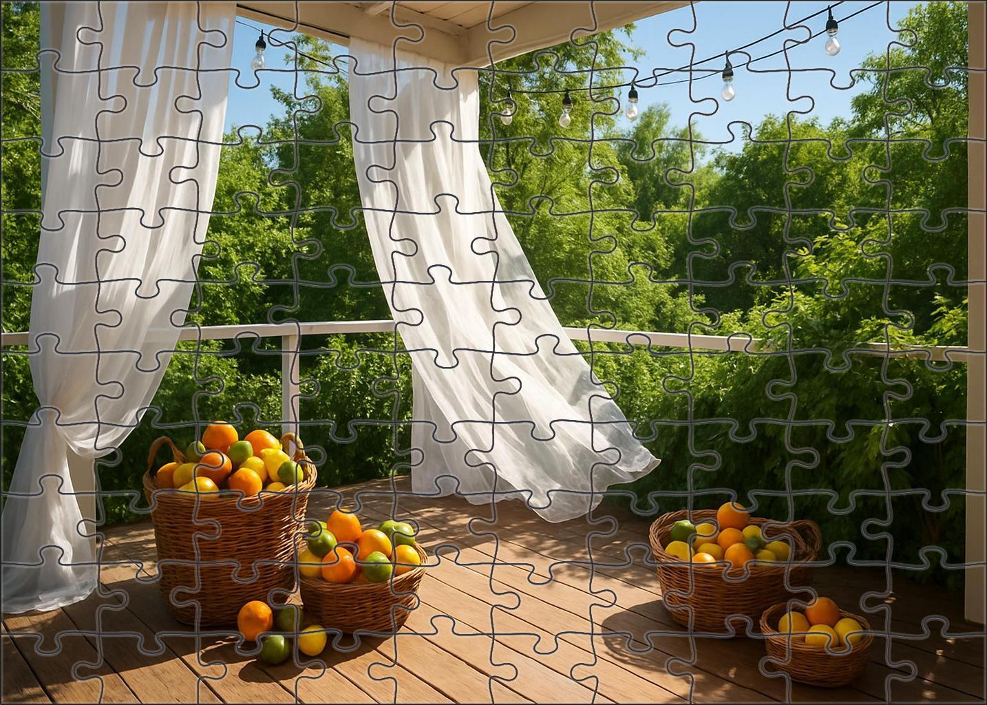 Sun-drenched Summer Terrace Citrus Hues And Breezy Fabrics 20 Piece Puzzle