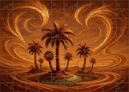 The Clockwork Oasis Mechanical Palms And Gilded Sandstorms Unique Puzzle Design