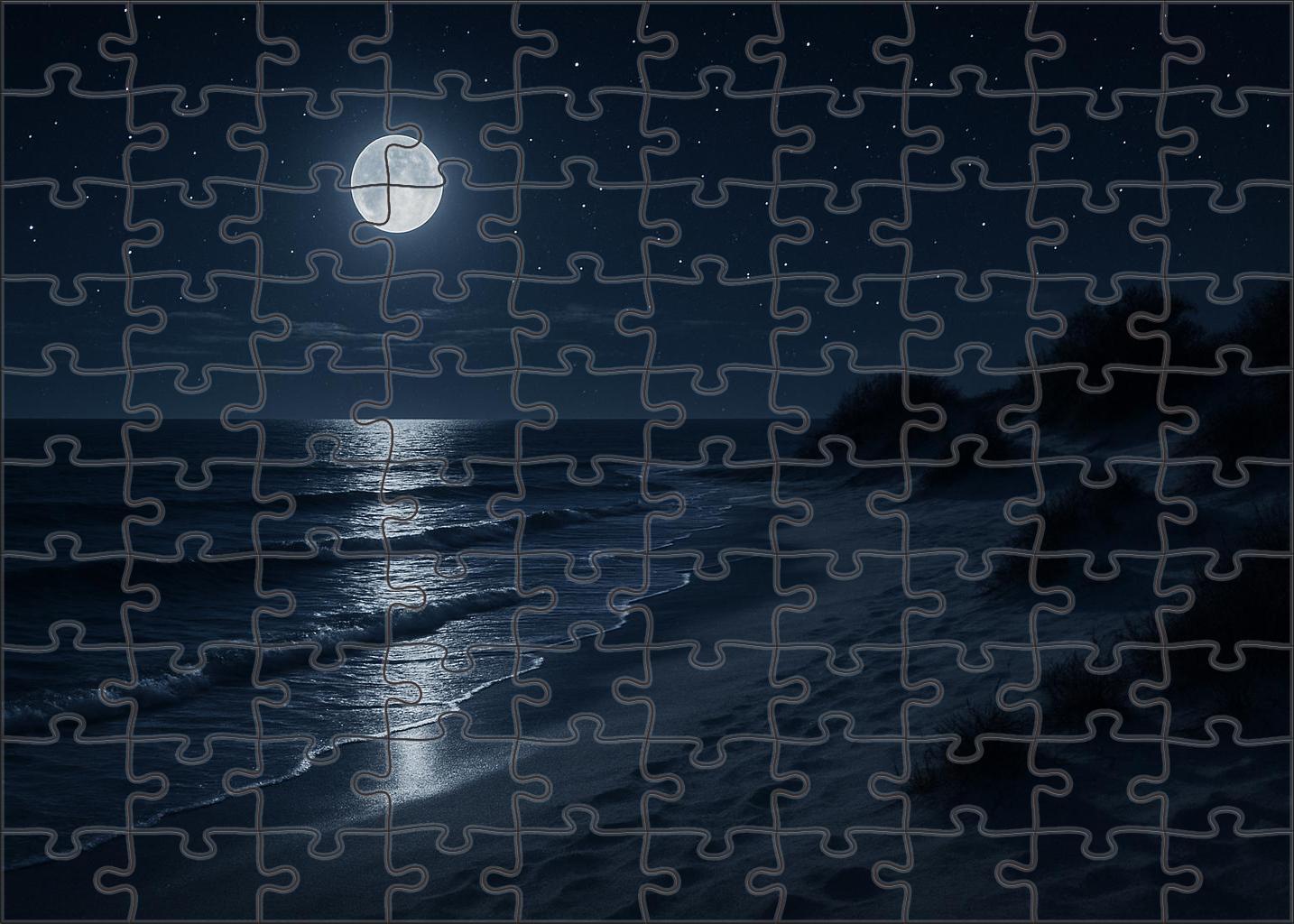 Moonlit Cove Silvery Beach And Quiet Night Waters Easy Puzzles