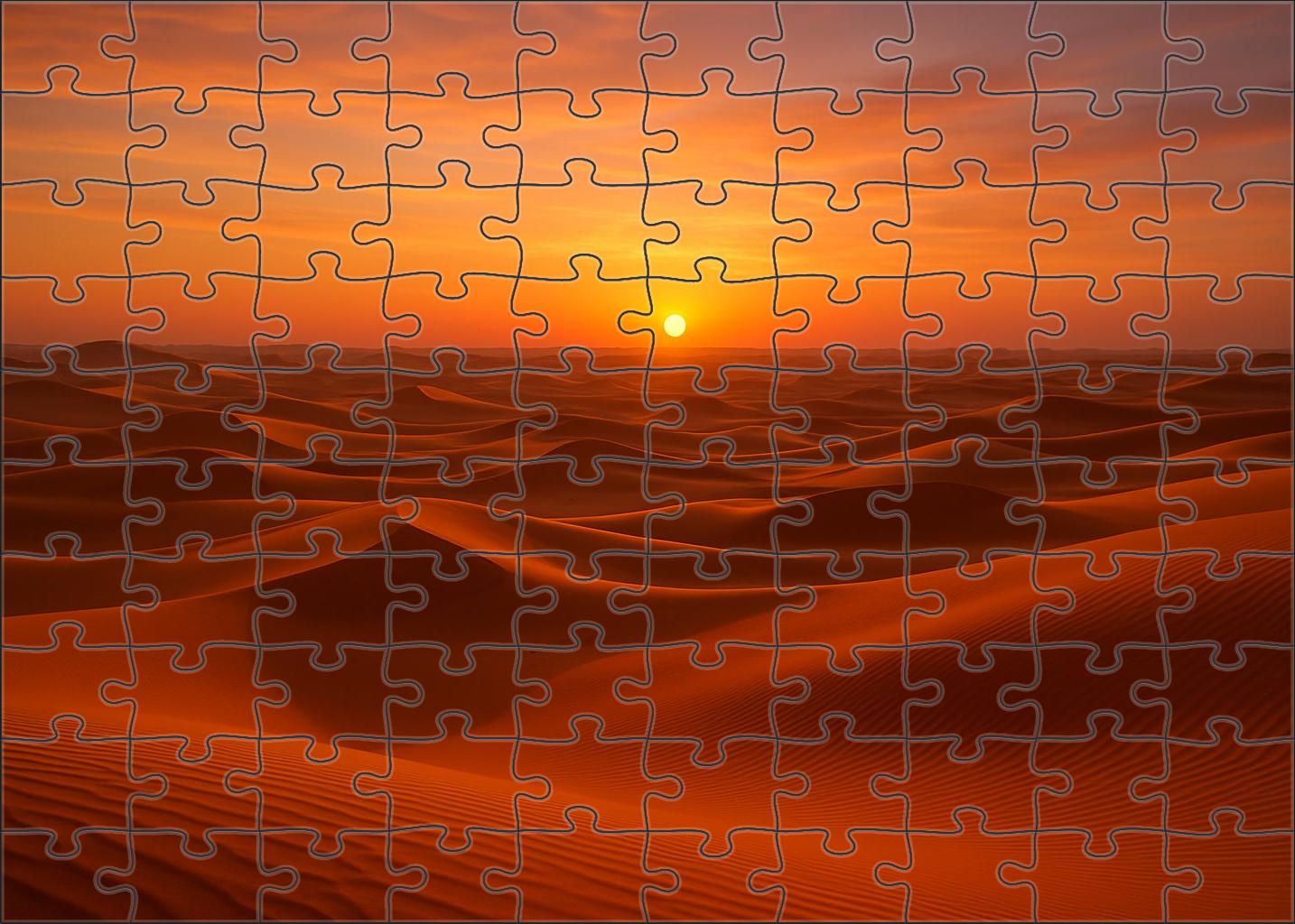 Silent Amber Expanse Endless Dunes Under Soft Sunset Glow Large Format Puzzle