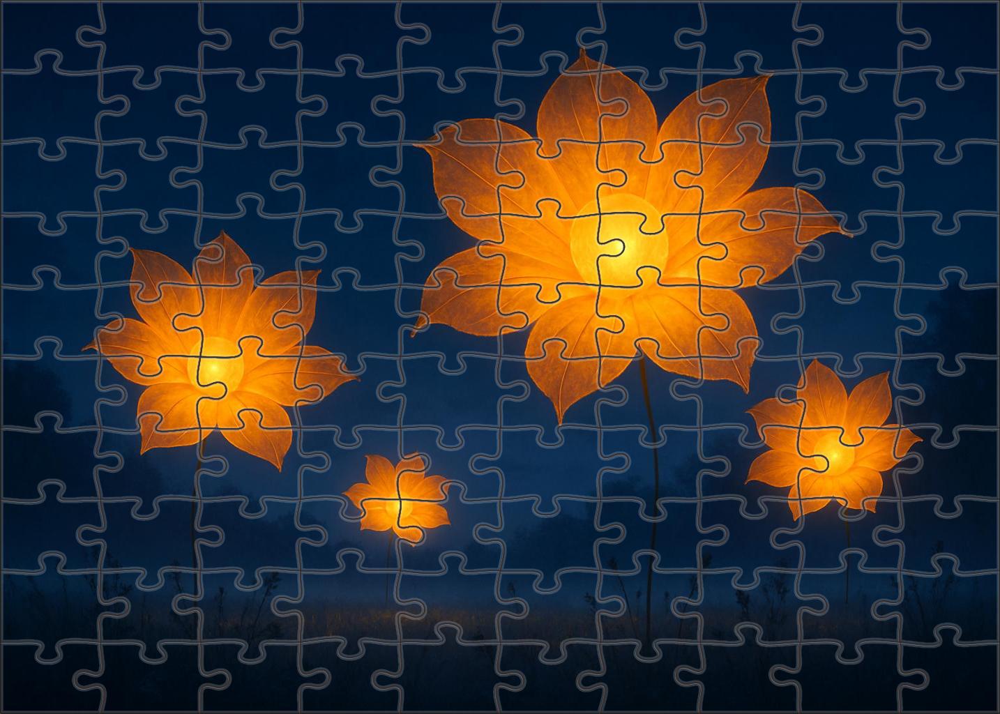 Floating Lantern Gardens Glowing Blossoms Drifting Through Twilight Air Unique Puzzle Design