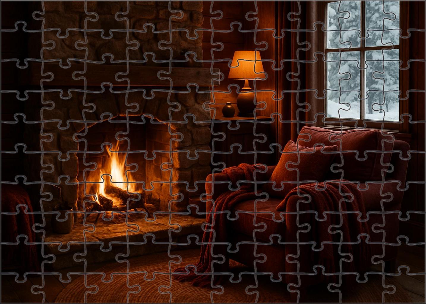 Glistening Snowfall Retreat Cozy Nooks With Warm Textiles And Glowing Fireplaces Custom Jigsaw Puzzle