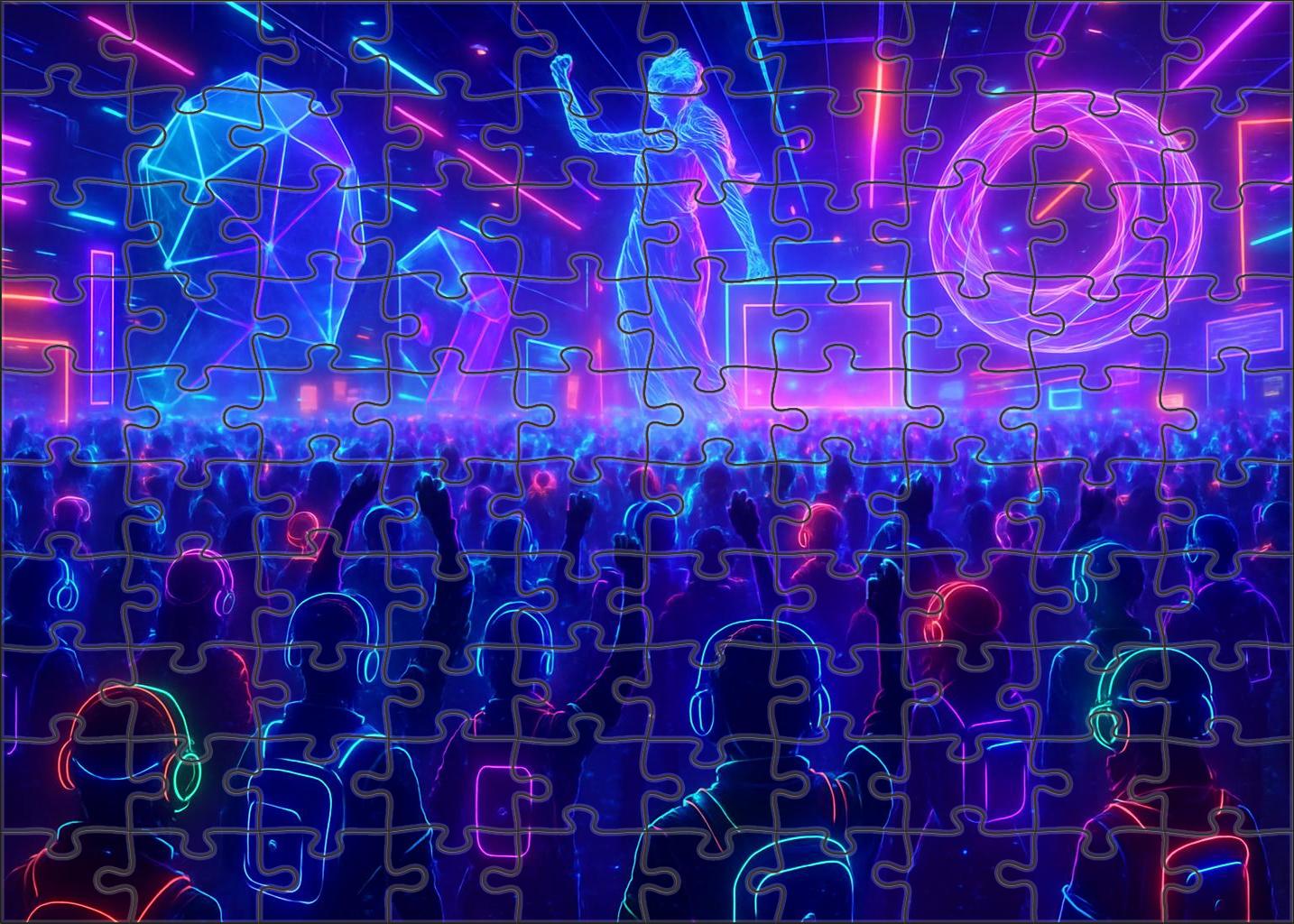 Virtual Reality Festival Vibes Immersive Digital Celebration Of Sound And Color Custom Jigsaw Puzzle