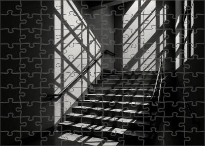 Architectural Stairwell Study Technical Ink Drawing With Crosshatch Shadows 20 Piece Puzzle