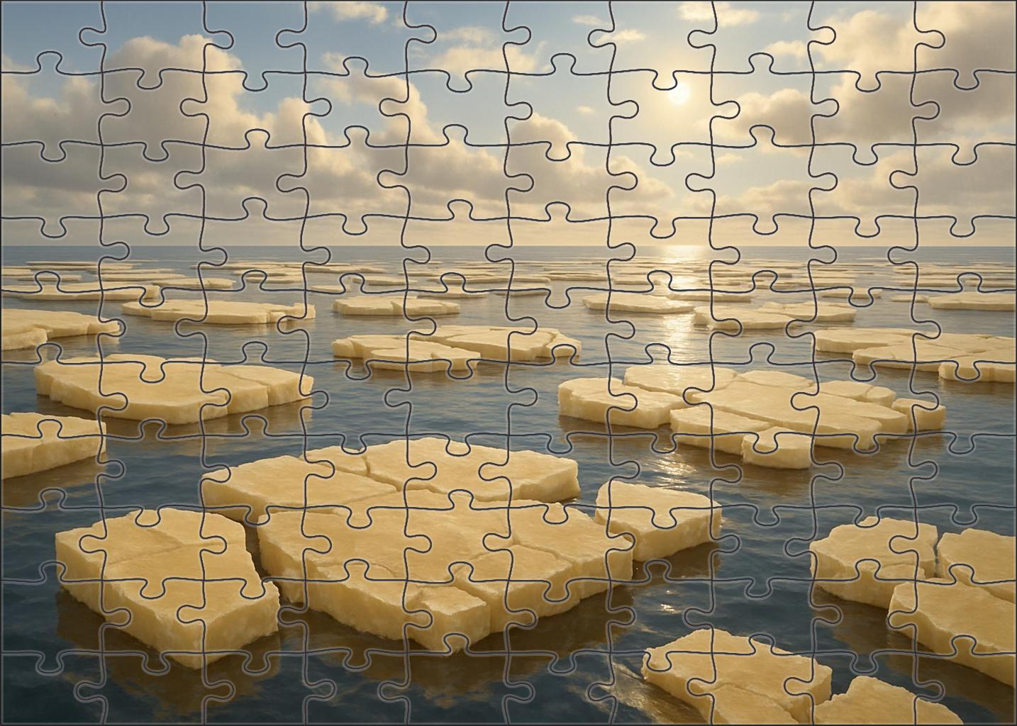Amber Ice Shelf Edge Fragmented Floes Under Pale Arctic Light 50 Piece Puzzle