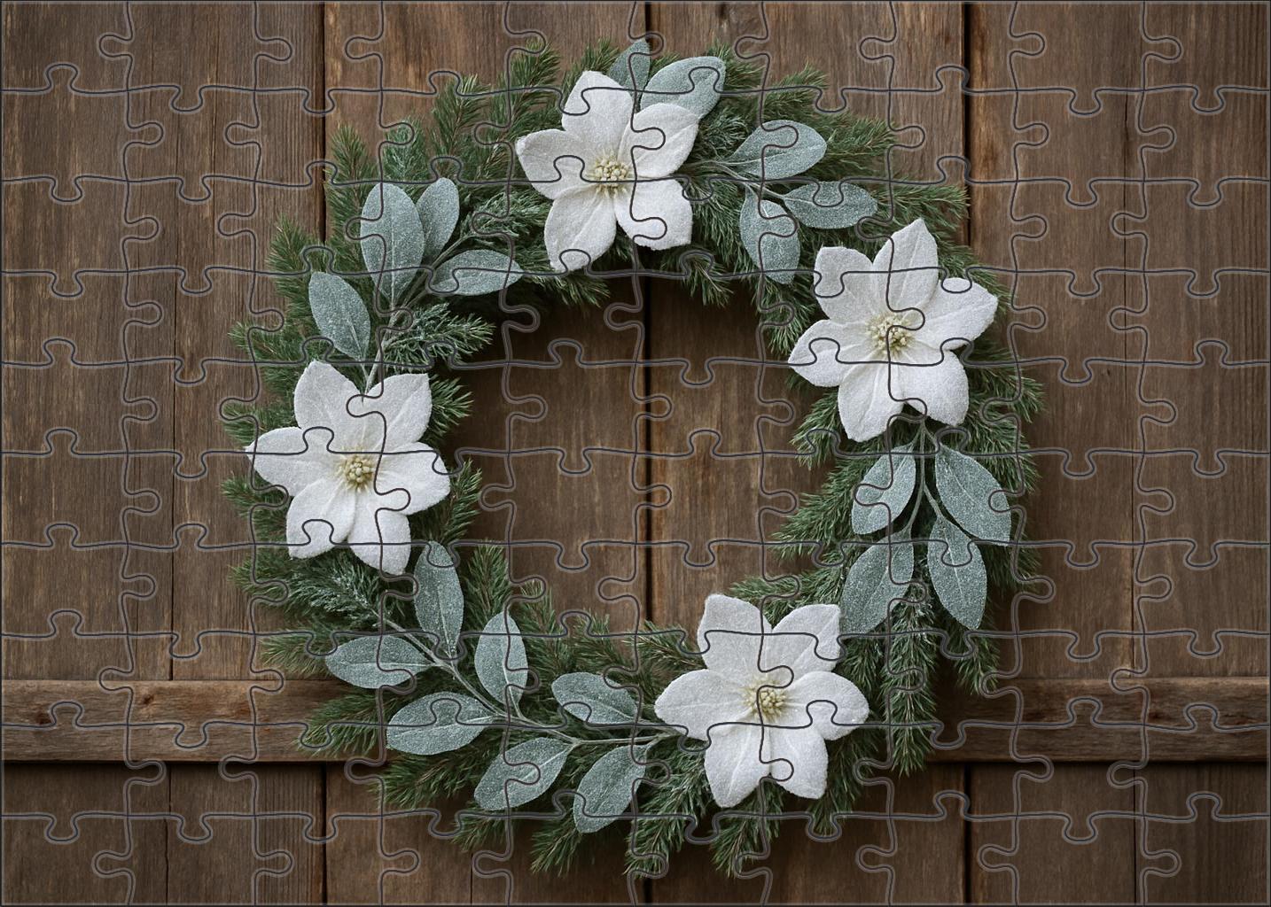 Winter Frost Evergreen And Bloom Wreath 200 Piece Puzzle