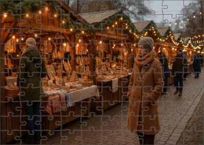 Winter Hearthside Market Warm Lights And Handcrafted Woods 20 Piece Puzzle