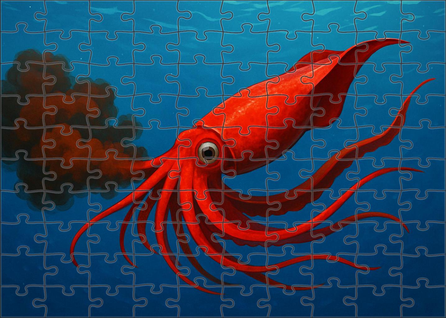 Crimson Wave Squid Agile Cephalopod With Waving Red Fins And Ink Veil 200 Piece Puzzle