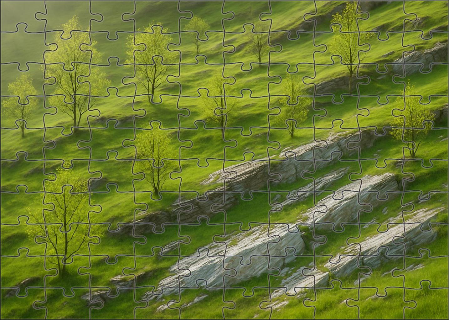 Emerald Slopes In Early Spring Mini Puzzle