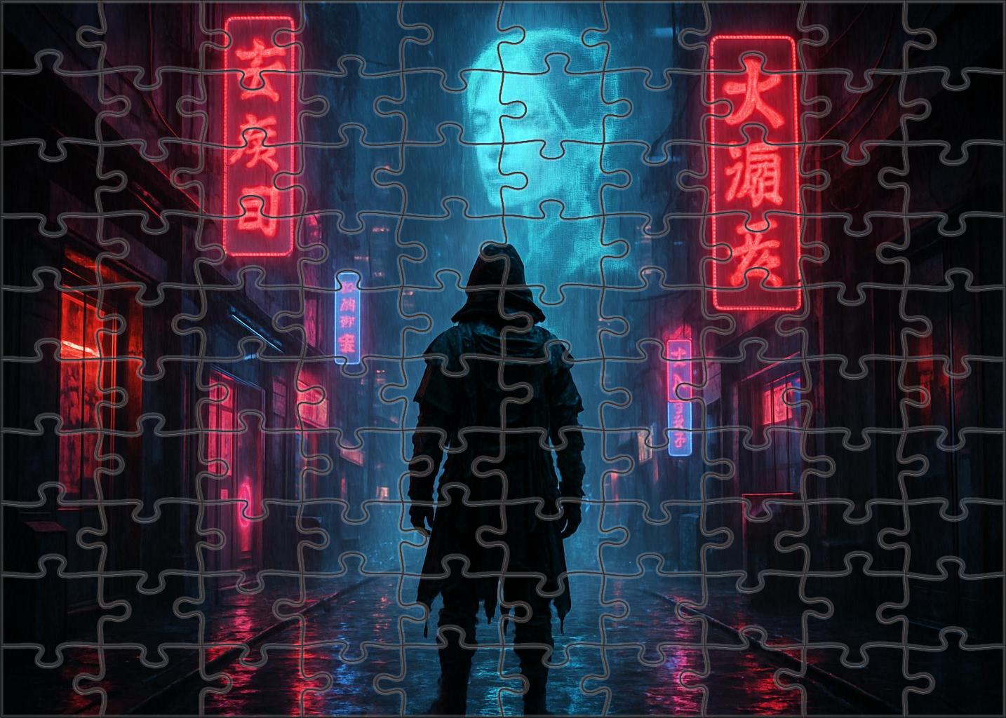 Dystopian Cyber Rebellion Neon Shadows And Underground Resistance 50 Piece Puzzle