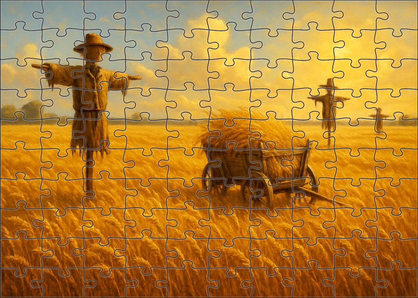 Golden Wheat Breeze Sunlit Fields And Rustic Farm Accents 100 Piece Puzzle