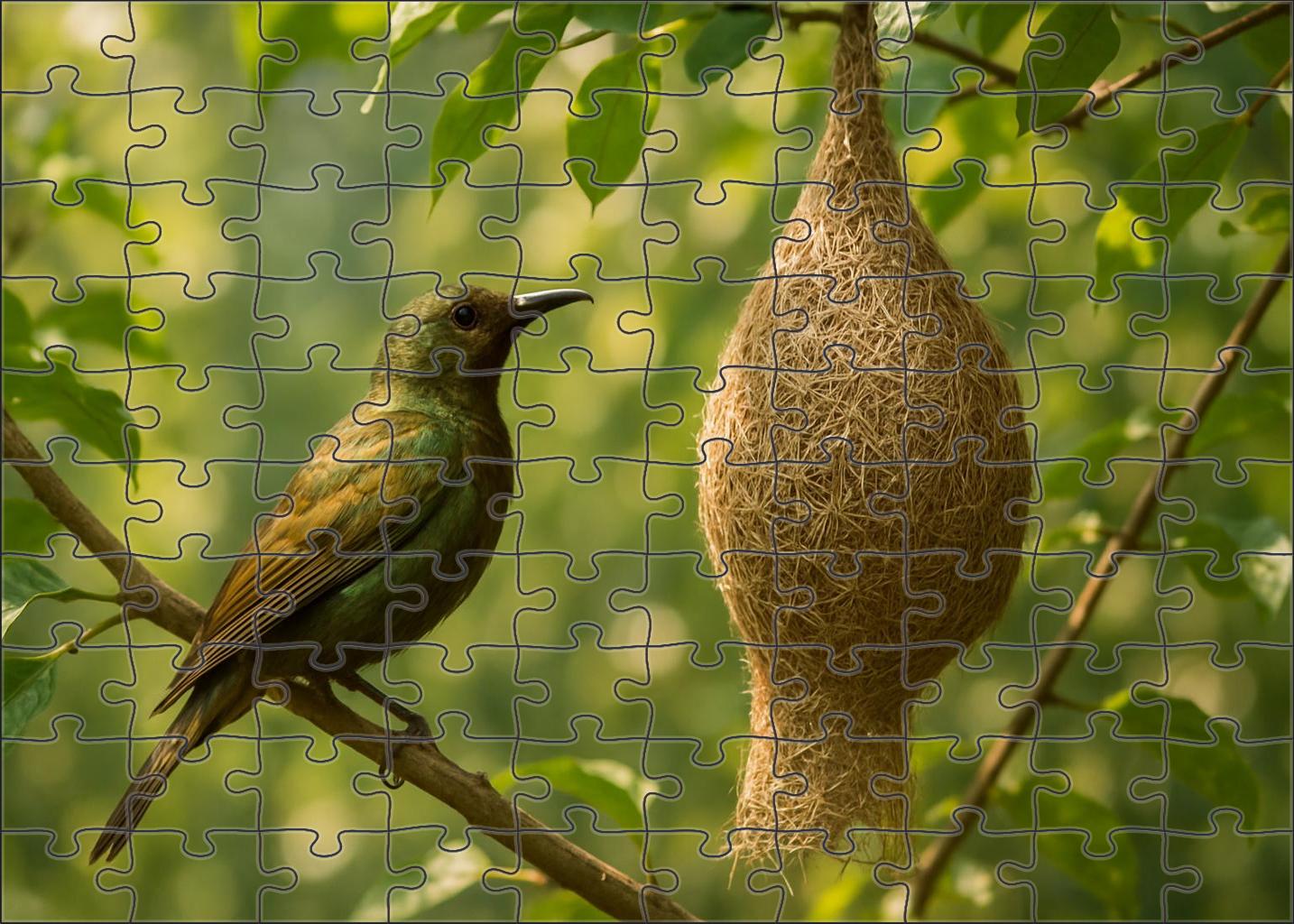 Bronzeleaf Weaver Vibrantly Colored Bird With Elaborate Nesting Rituals Custom Jigsaw Puzzle