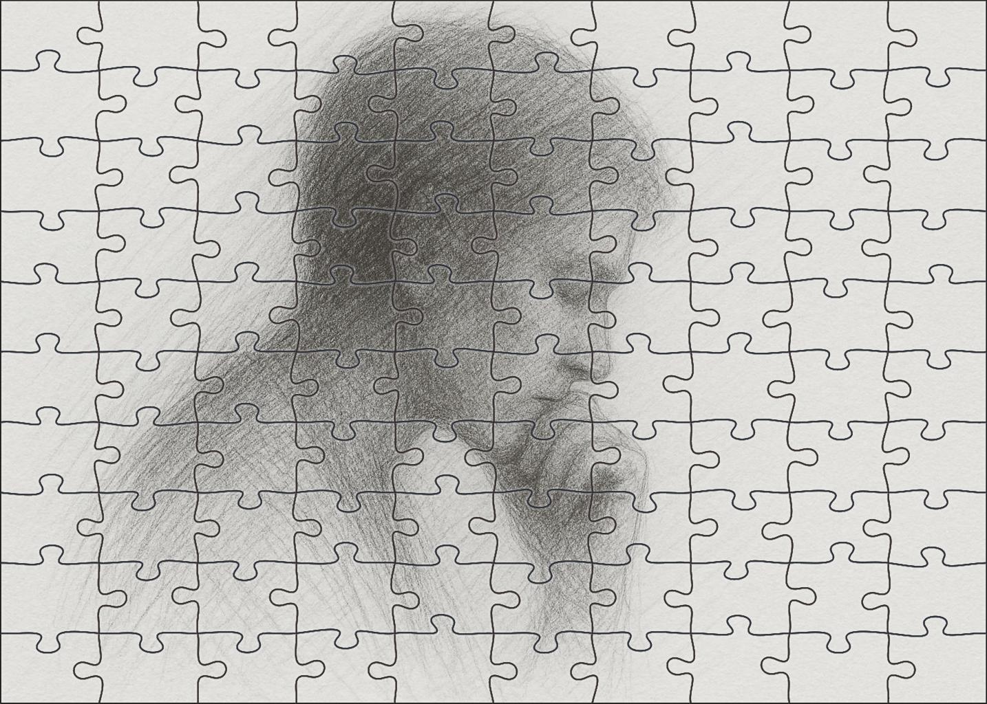 Portrait Silhouette With Layered Graphite Hatching Custom Jigsaw Puzzle