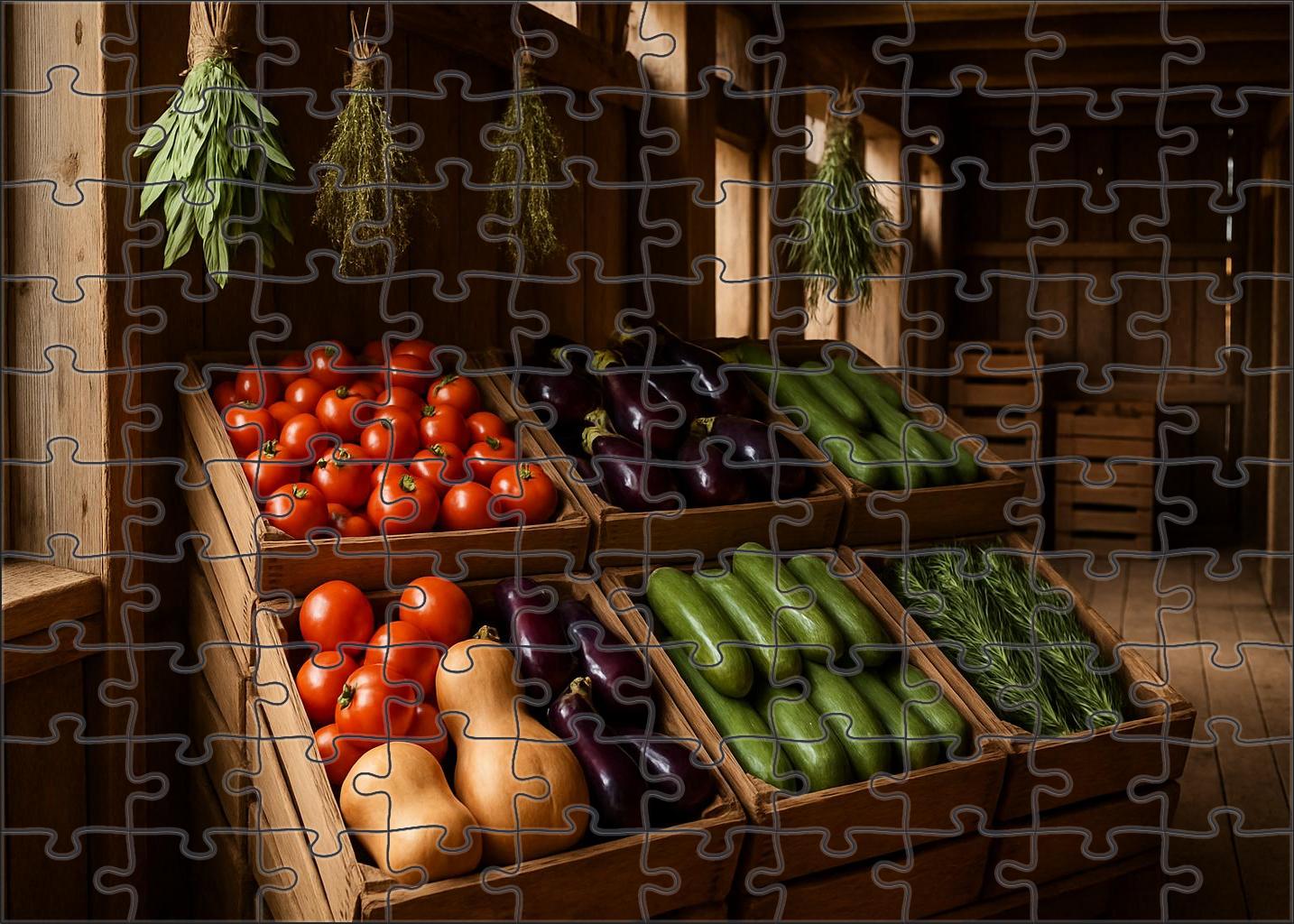 Market Day Mosaic Fresh Produce Aisle In Seasonal Colors 20 Piece Puzzle