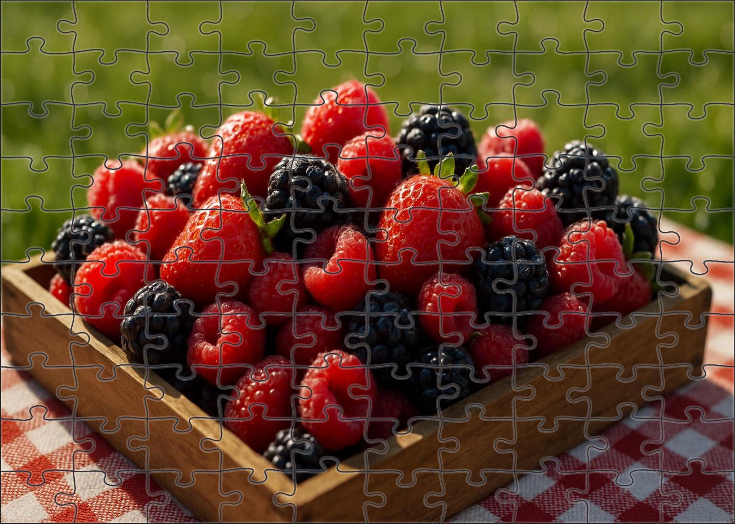 Summer Picnic Bounty Handpicked Berries In A Natural Wooden Box 500 Piece Puzzle
