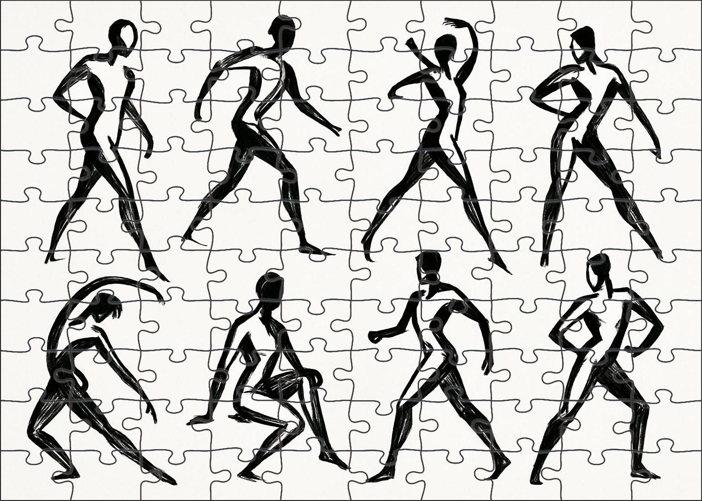 Dynamic Human Figure Studies Expressive Brush Pen Gesture Drawings Puzzle Challenge