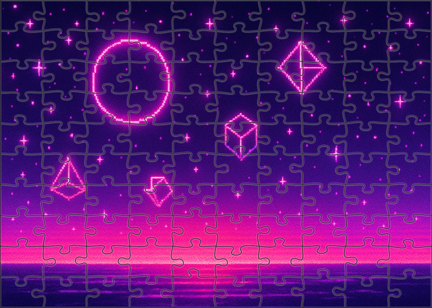 Celestial Synthwave Dreamscape Cosmic Neon Soundscapes And Vaporwave Aesthetics 20 Piece Puzzle