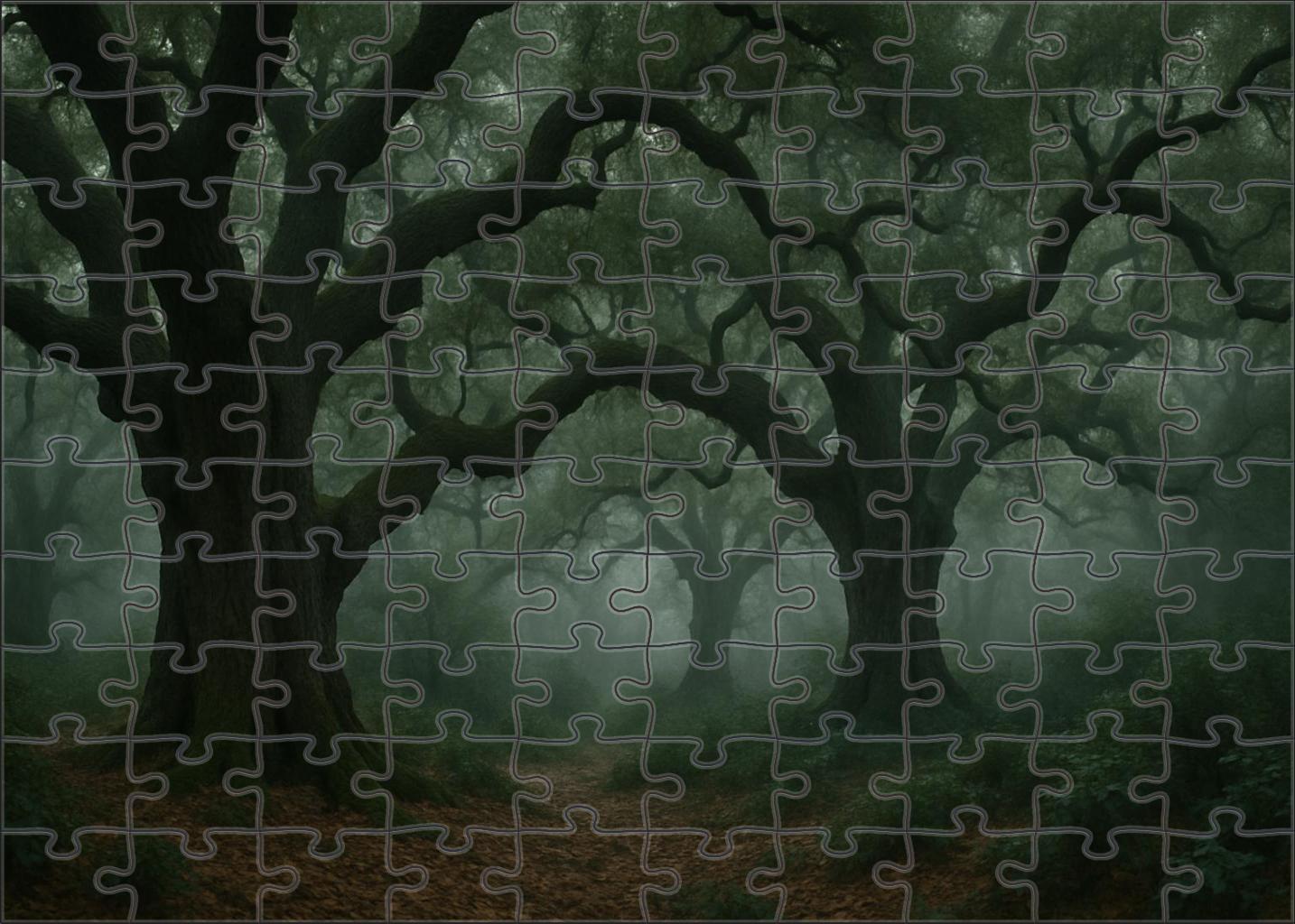 Misty Valley Of Ancient Oaks Custom Jigsaw Puzzle