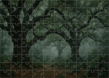 Misty Valley Of Ancient Oaks Custom Jigsaw Puzzle