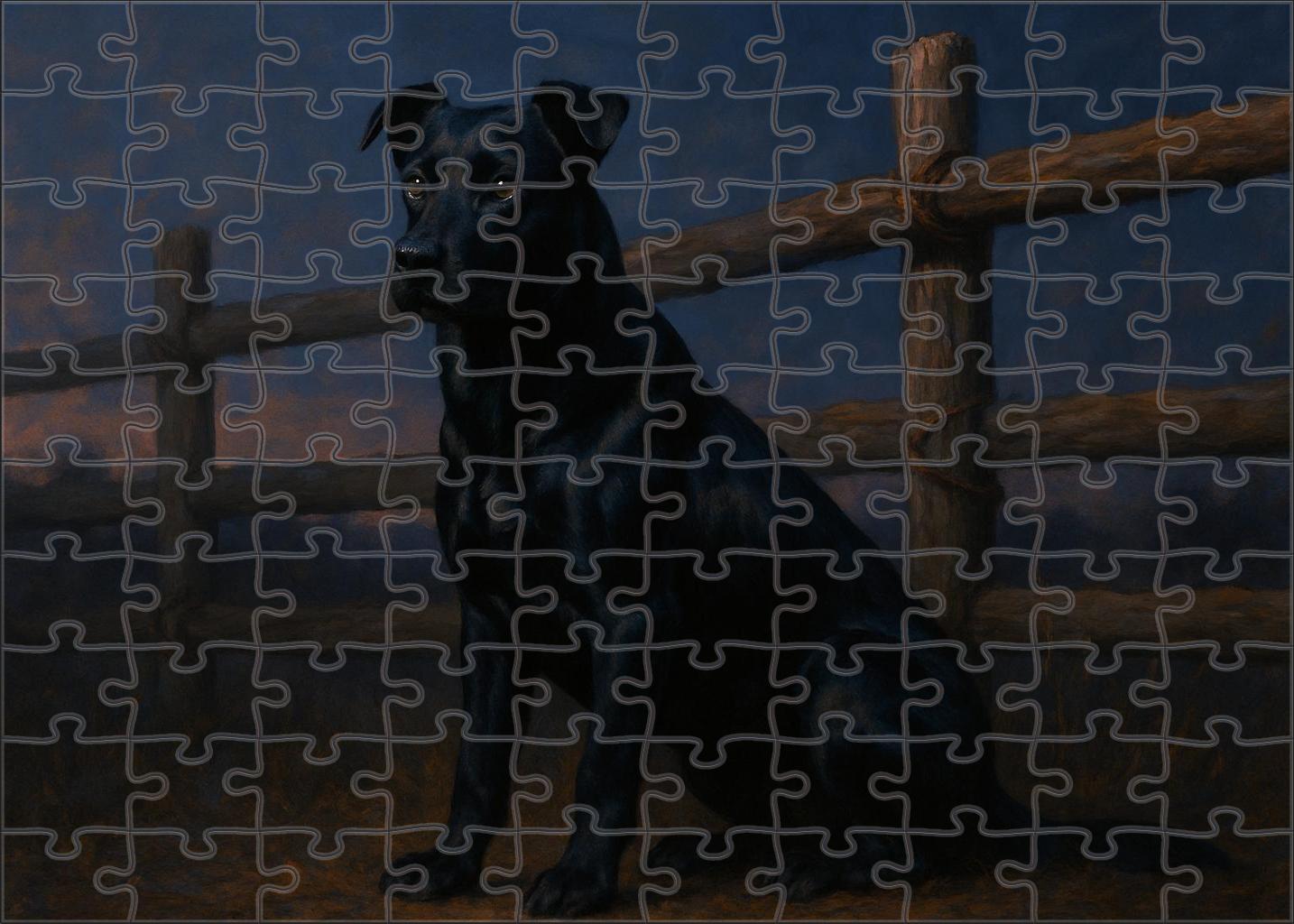 Obsidian Pelt Dense Black Guard Dog With Steady Temperament Puzzle Collection