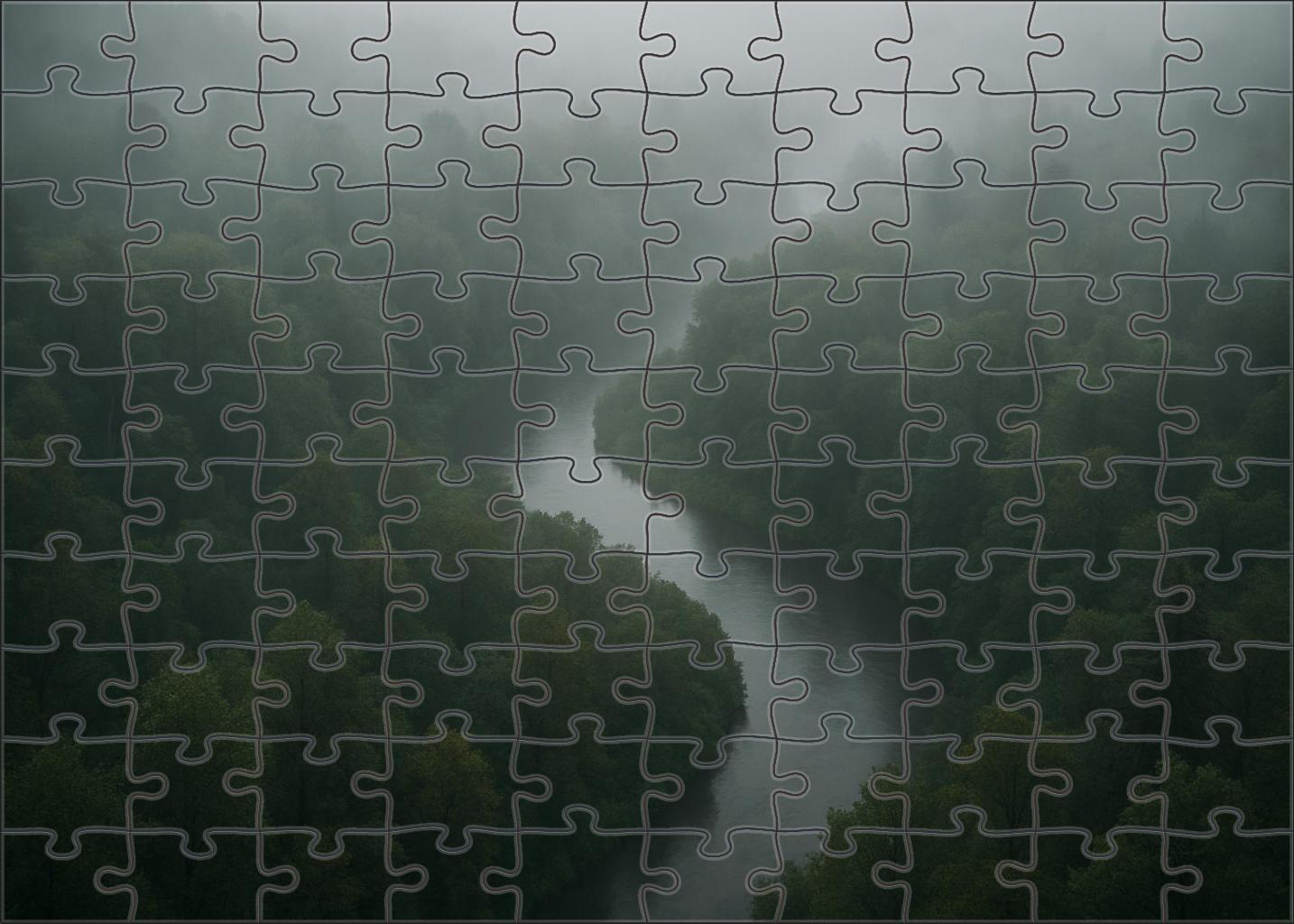 Fog-laden River Bend 20 Piece Puzzle