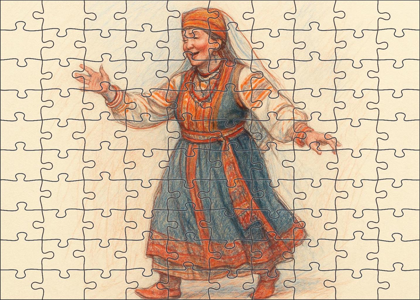 Cultural Festival Figure Study Contour Line Drawing In Colored Pencil Puzzle For Kids