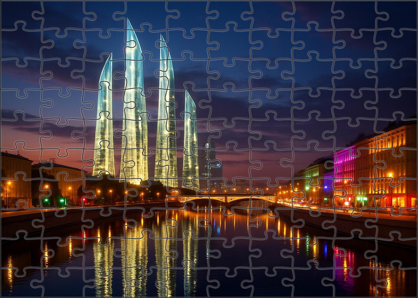 Moscow City Skyline Postmodern Russian Verticality 100 Piece Puzzle