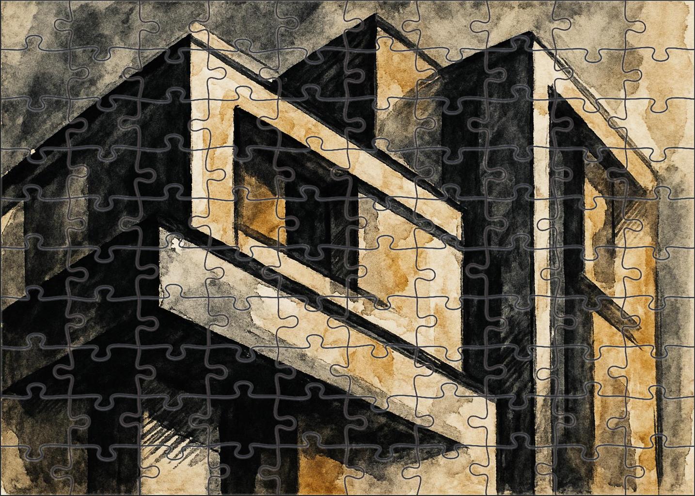 Abstract Architectural Fragment Bold Ink Strokes And Textured Surfaces Large Format Puzzle