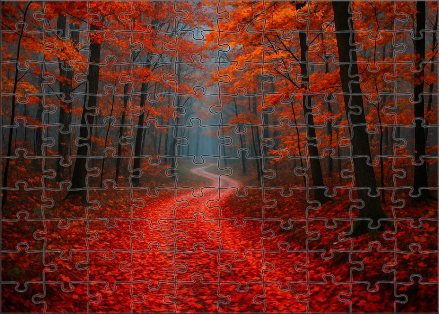 Crimson Leaf Pathway Unique Puzzle Design