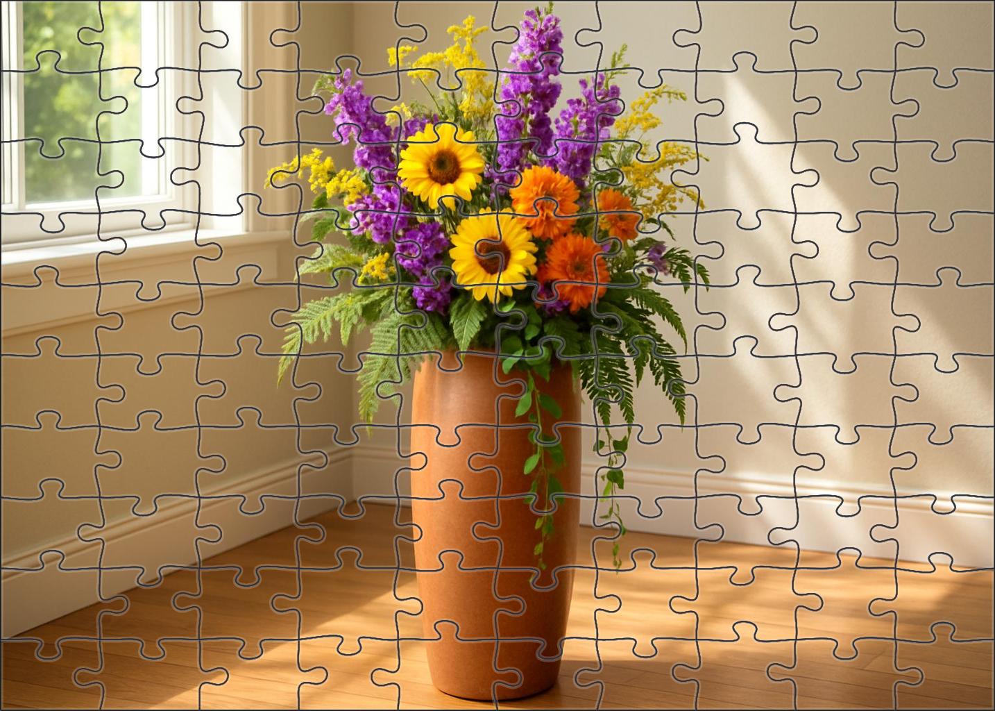 Bohemian Wildflower Floor Vase Vibrant Mix Of Bright Hues And Textured Greens Family Puzzles