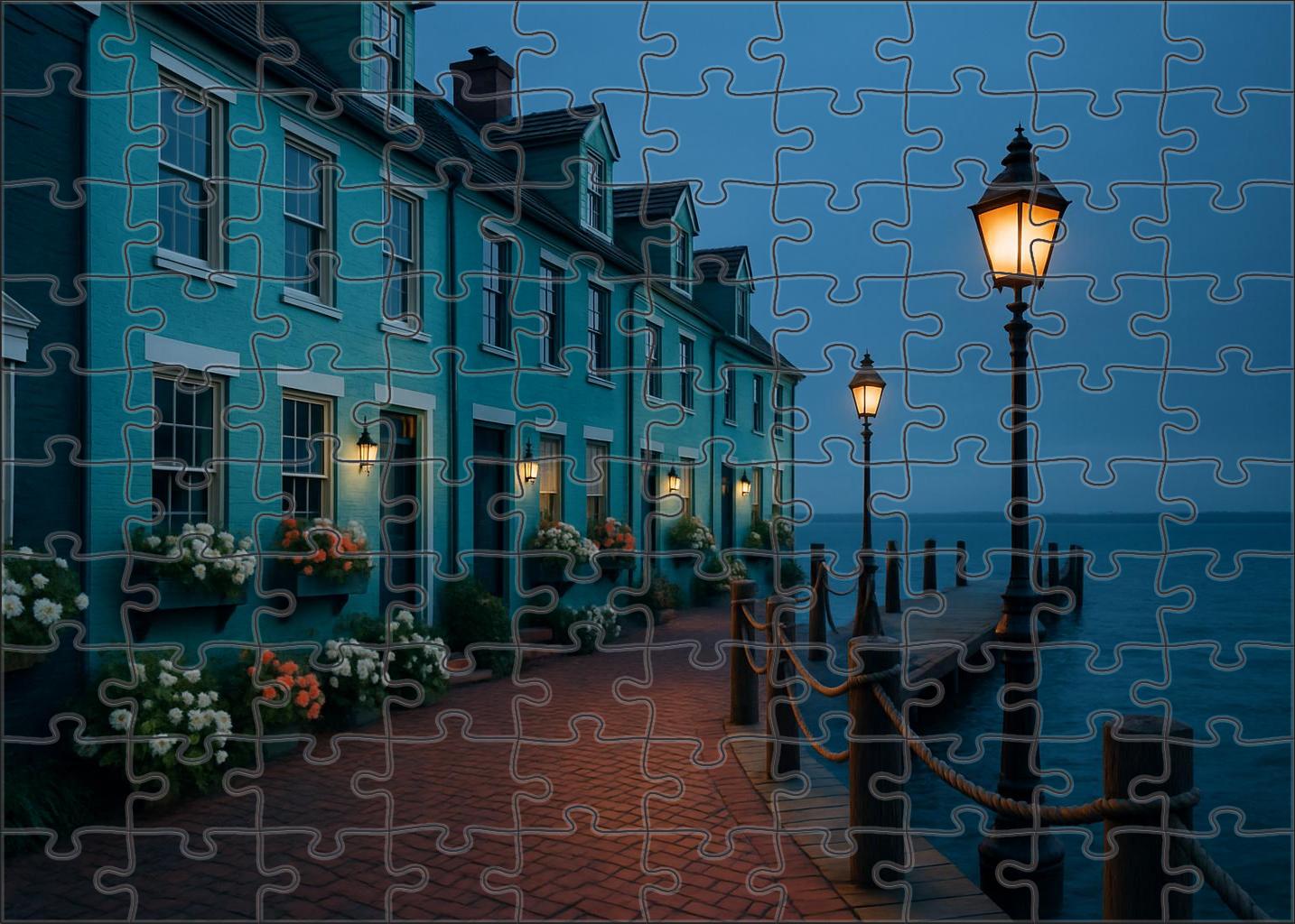 Turquoise Dockside Row Puzzle Fun