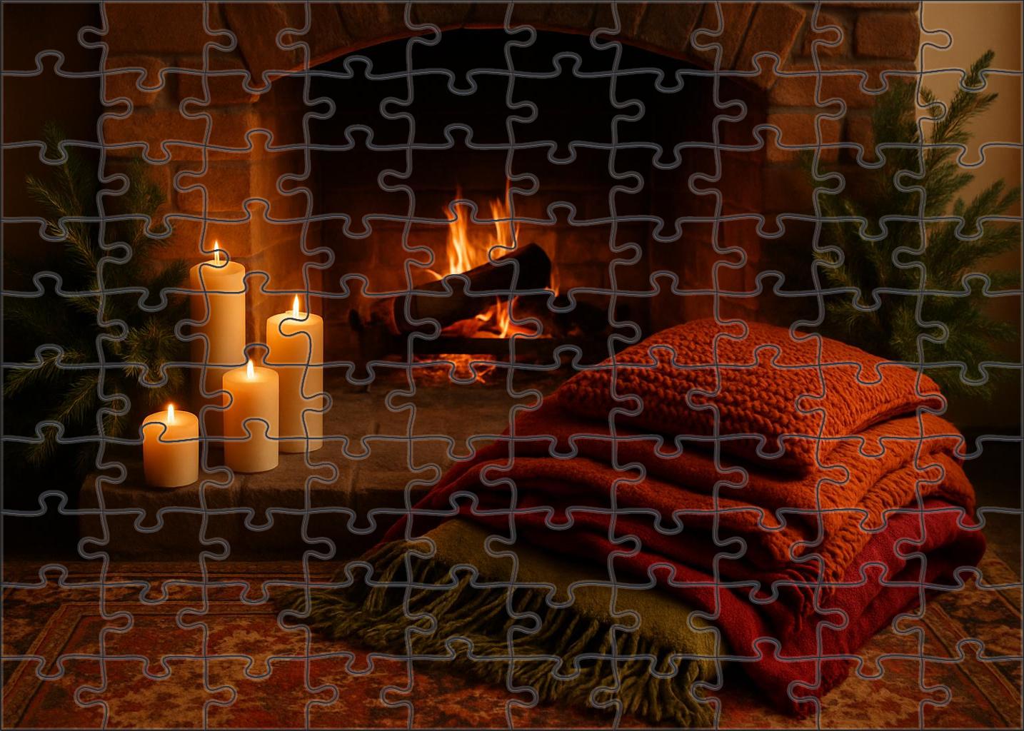 Snowy Hearthside Haven Soft Textiles And Candlelight Warmth 100 Piece Puzzle