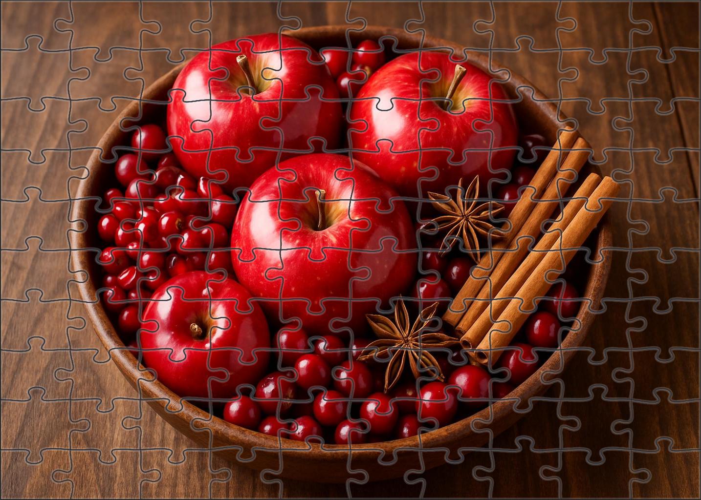 Autumn Harvest Bowl Apples Pomegranates And Cranberries Mix 100 Piece Puzzle