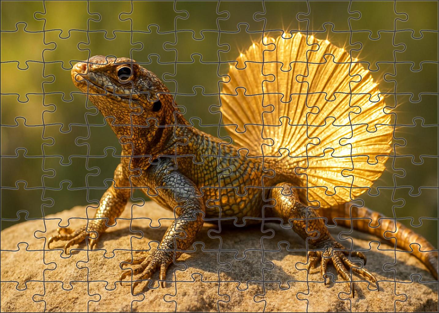 Gilded Fan-tailed Skink Shimmering Reptile With Elaborate Display Feathers Puzzle Fun