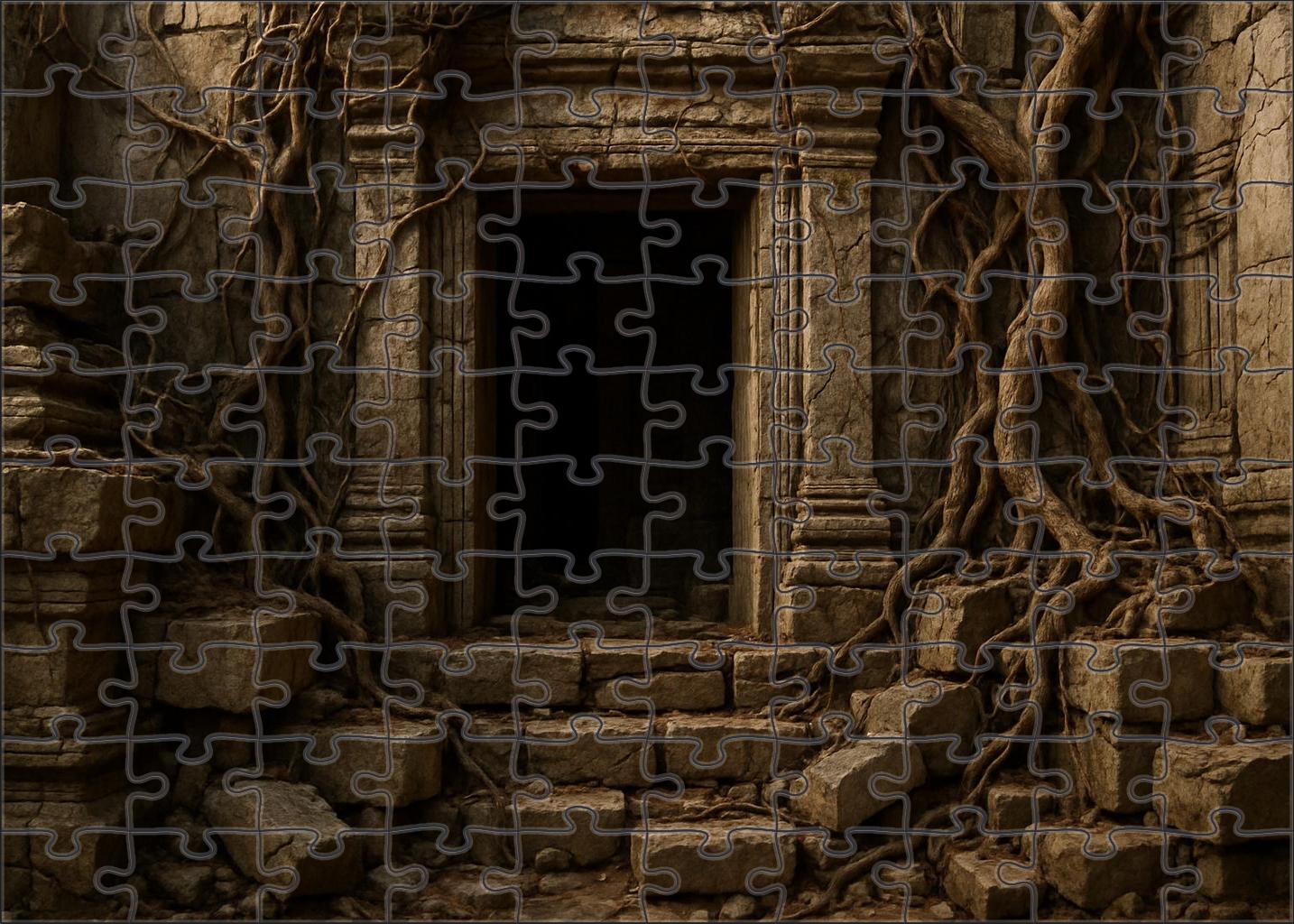 Architectural Ruins Etching Study Fine-point Ink Lines Capturing Decay Puzzle For Kids