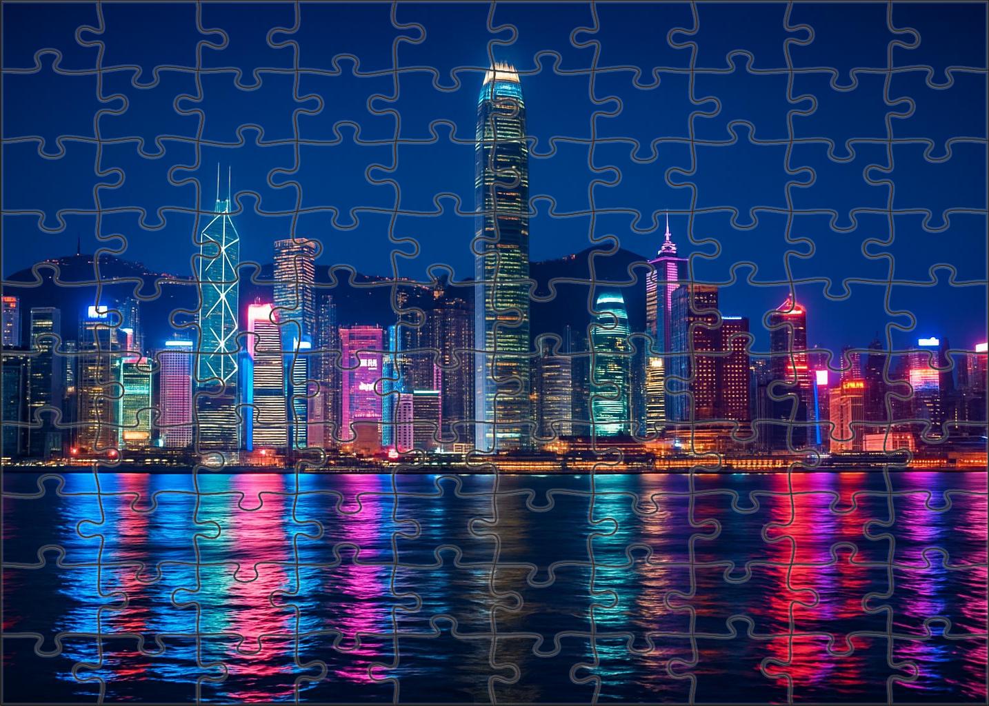 Hong Kong Victoria Harbour Skyline Ranked The Worlds 7th Most Iconic Skyline Featuring Towering Skyscrapers Clustered Along The Harbor Unique Puzzle Design