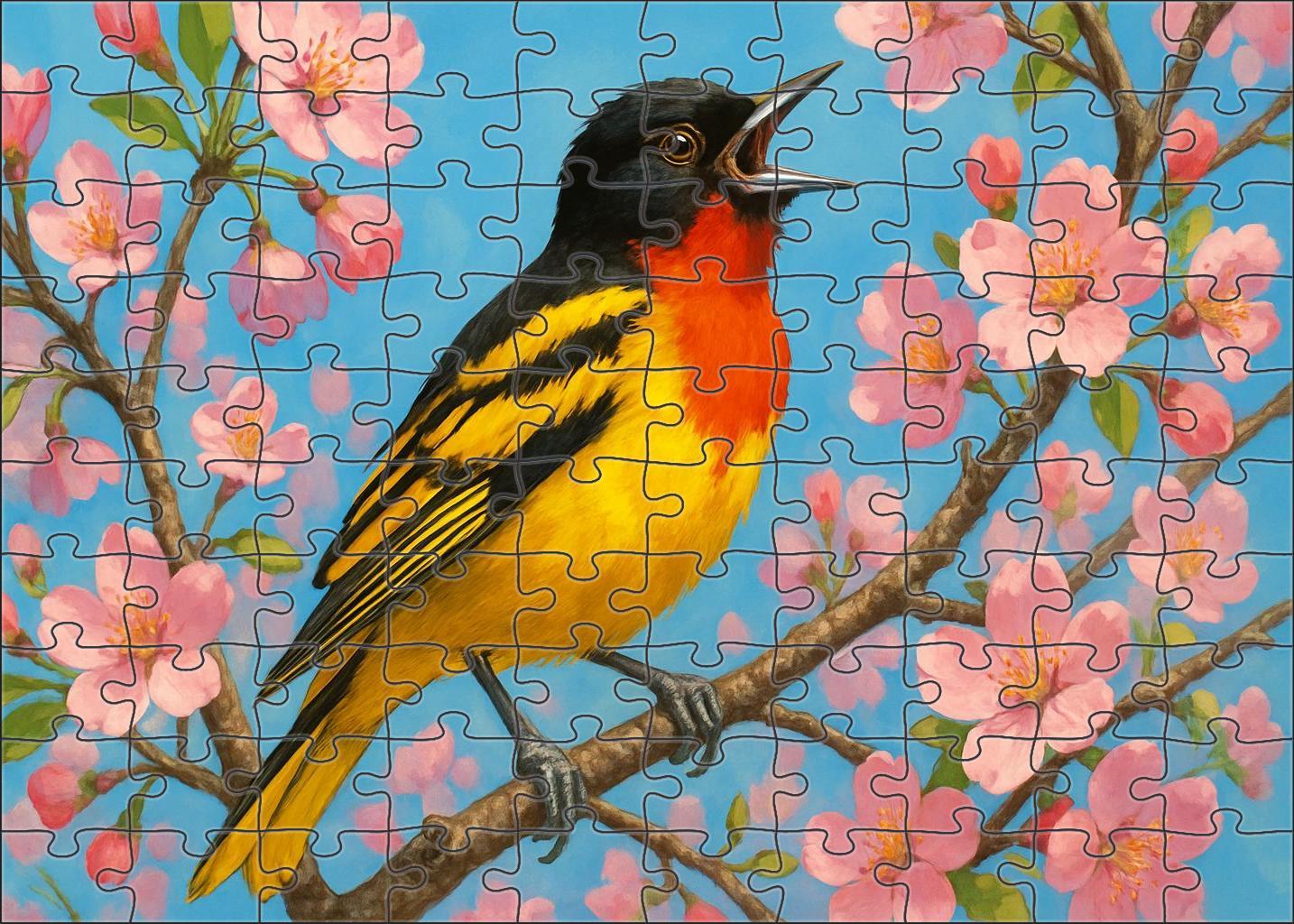 Scarlet-throated Oriole Vibrant Vagabond Of The Lowlands Puzzle Fun