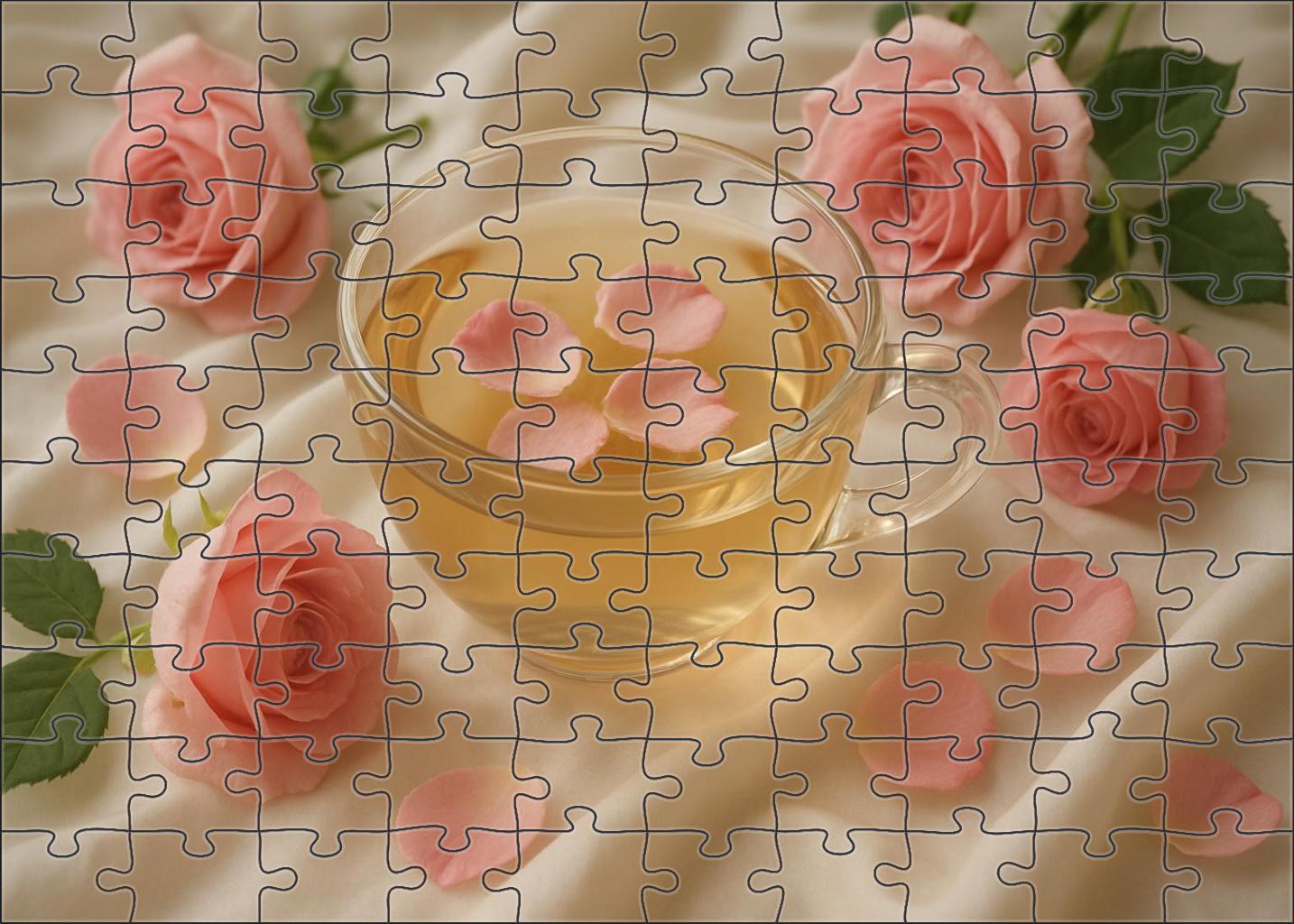 Blushing Rose White Tea Unique Puzzle Design