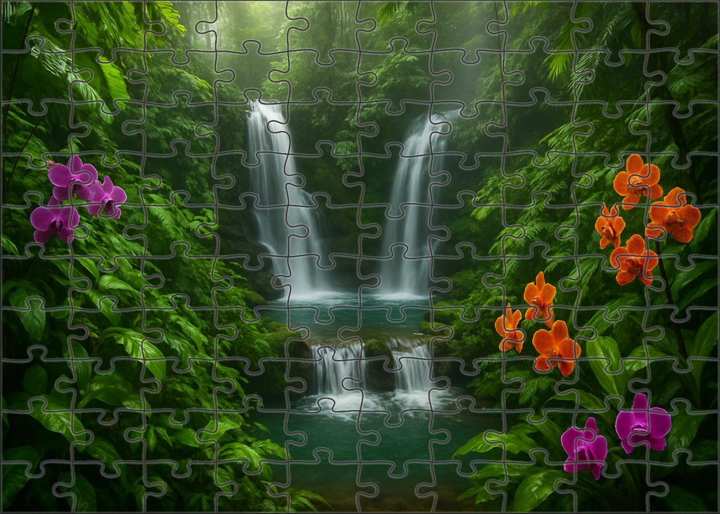Rainforest Waterfall Trail Custom Jigsaw Puzzle